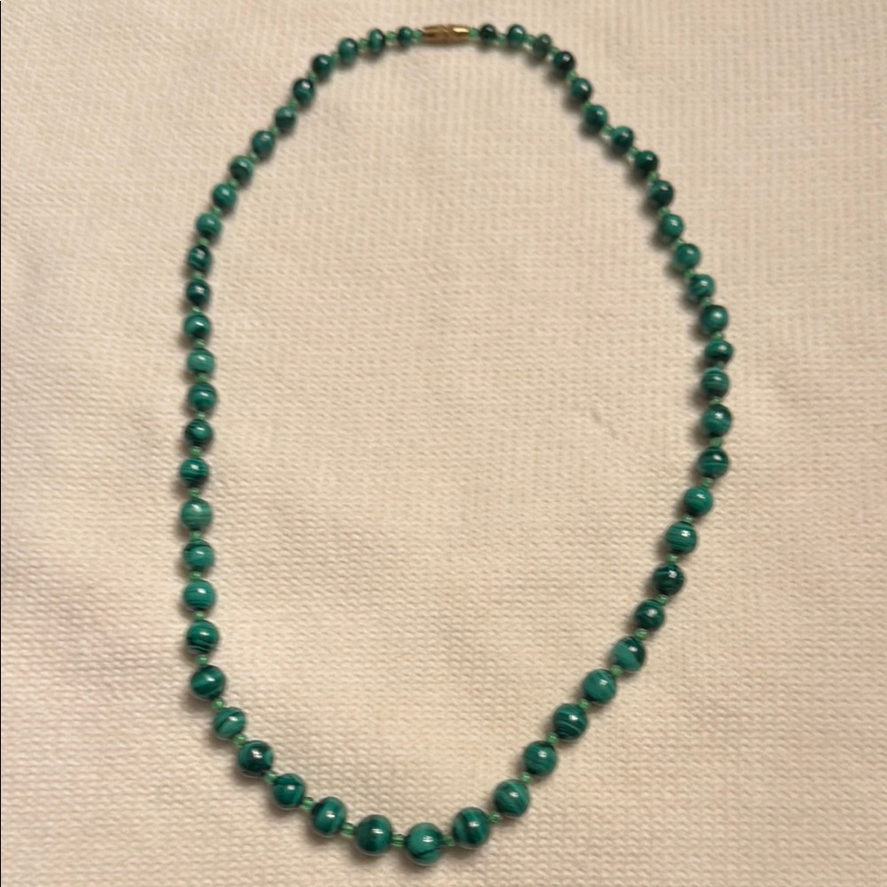 Genuine Malachite Graduated Beaded Necklace purchased in Africa